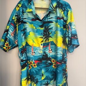 La Lee La Tropical Escape Men's Shirt - Teal and Yellow
